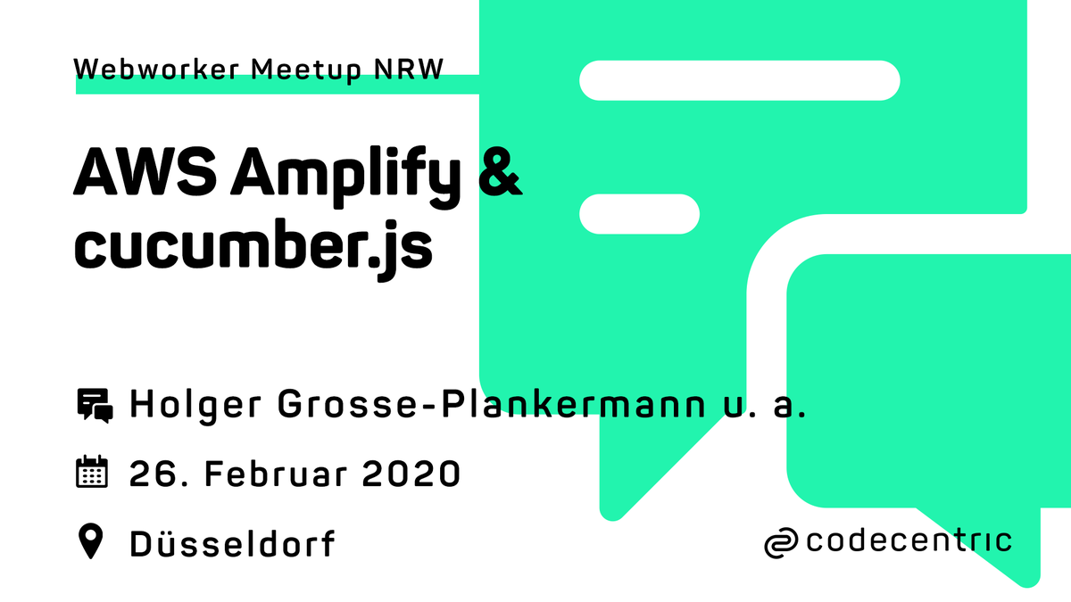 codecentric's tweet image. Beim Webworker NRW Meetup spricht @holgerGP nächste Woche über Cucumber.js   hubs.ly/H0n3z7P0 #cucumberjs #webworker #web #meetup