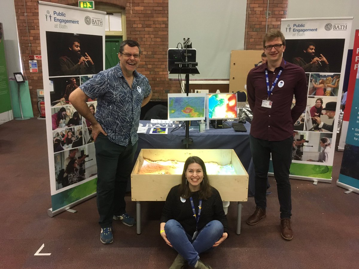 IoannaStamataki's tweet image. Ready at the Swindon Science Festival @science_swindon ! We will be here between 10:00 and 18:00! Pop in to play with our augmented reality #ARsandbox ! 💧 🌊