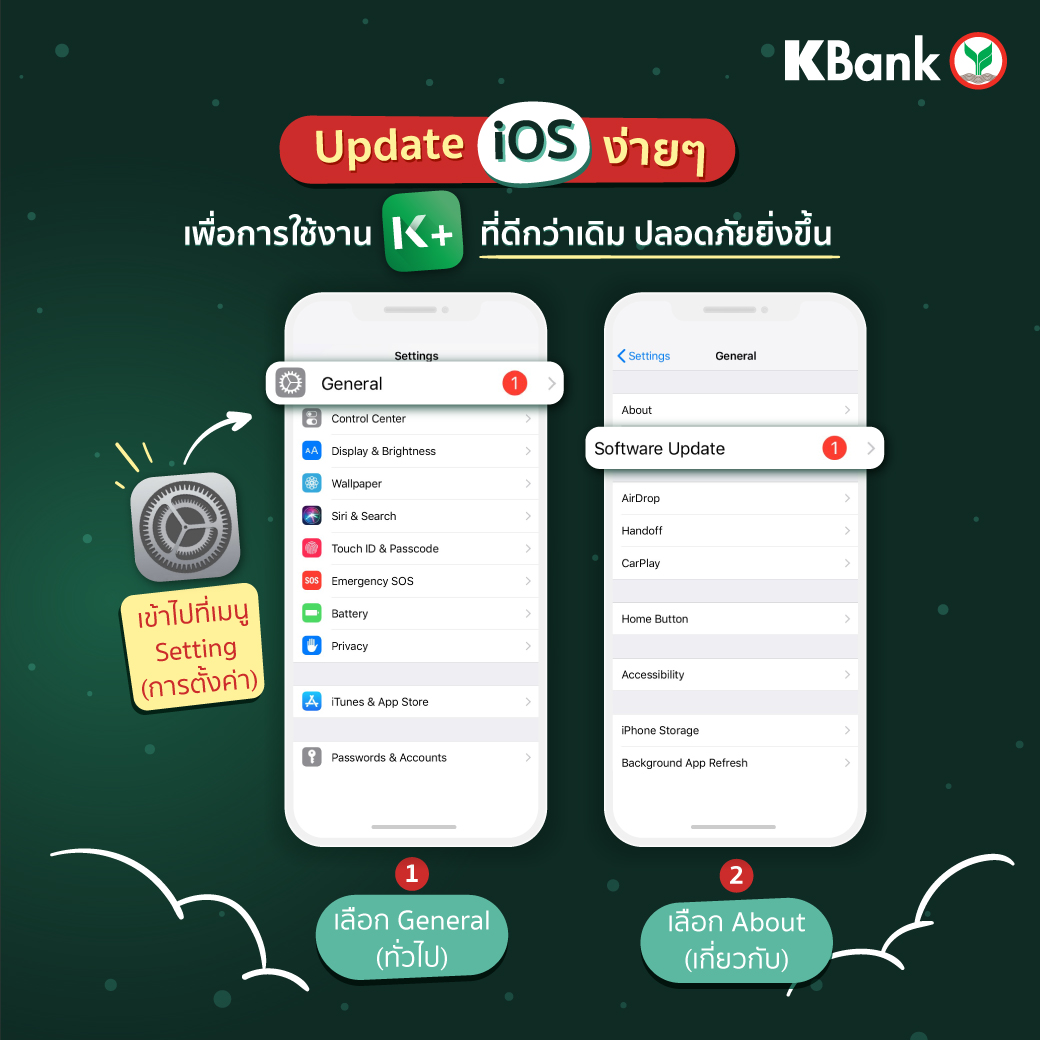 KBank_Live's tweet photo. ใครยังใช้ #iOS เวอร์ชันต่ำกว่า 10.0 รีบมาอัปเดตกันเถอะ!
อัปแล้วจะได้ใช้ #KPLUS แบบลื่นปรื้ด ทุกฟีเจอร์ใหม่ไม่มีสะดุดเลยน้า 🥰
สามารถดูวิธีเช็กและอัปเดต ตามขั้นตอนดังรูปเลย 😉
#KPLUS #iOS #UpdateVersion https://t.co/cny2DSnmvS