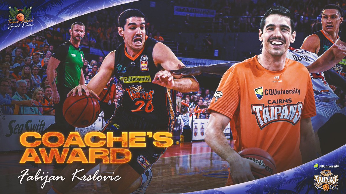 Coaches’ Award: Fabijan Krslovic 🏆 

The rookie has played an important role for the team on both ends of the floor following his time as a development player, and continued to excel in his first official year in orange. #TaipansAwards