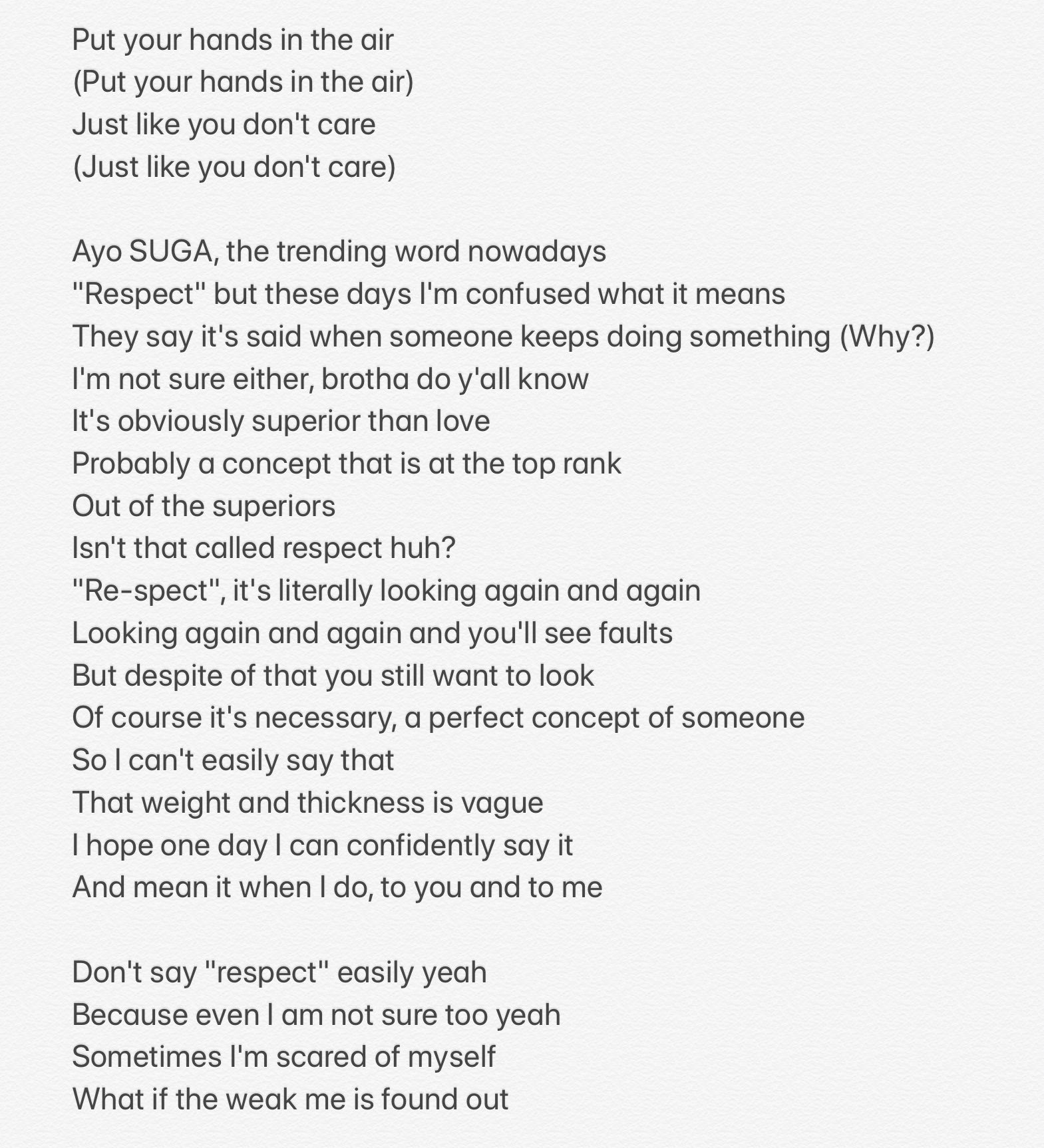 X-এ rin⁷ 📒✒️: BTS - Respect (lyrics English translation) @BTS_twt   / X