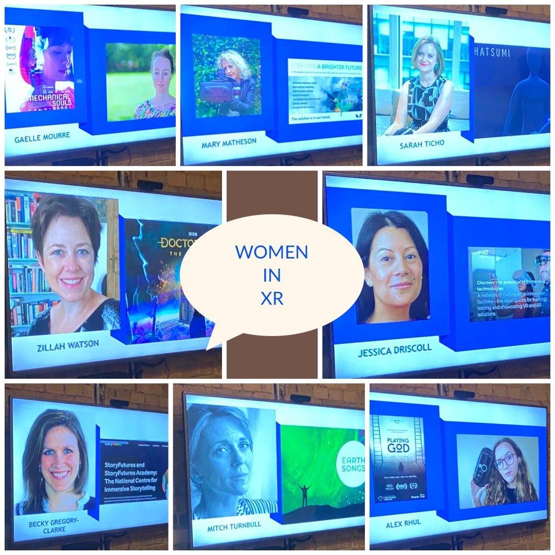 We had a great time last night at our #WomeninXR event. @AshaMarie18 presented numerous women working within XR.  Here are a few names! @GaelleMourre @Mary_Matheson1 @SarahTicho @JessieDriscoll @zillahwatson @BecGC @bramblemediauk @alexmakesvr #immerseSHF4