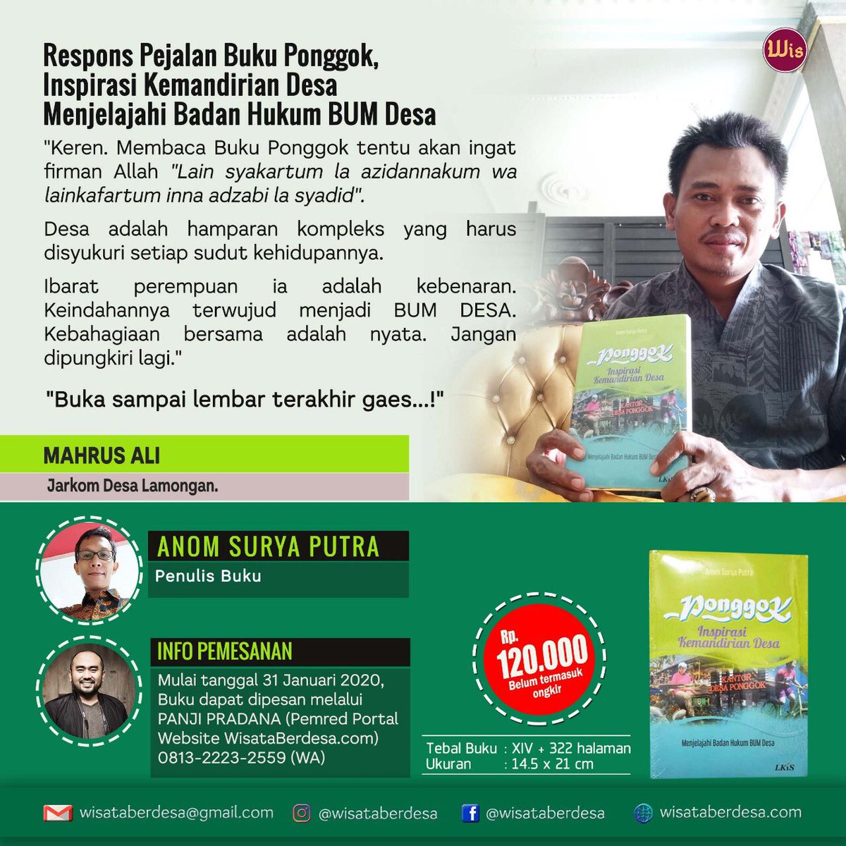 Salah satu komandante Jarkom Desa <a href="/mahrusalief/">mahrus ali jalil</a> 
Pejalan Buku..
Ponggok, Inspirasi Kemandirian Desa: Menjelajahi Badan Hukum BUM Desa. Anom Surya Putra, LKiS, 2020. 

#umbulponggok 
#bumdesa 
#visitponggok