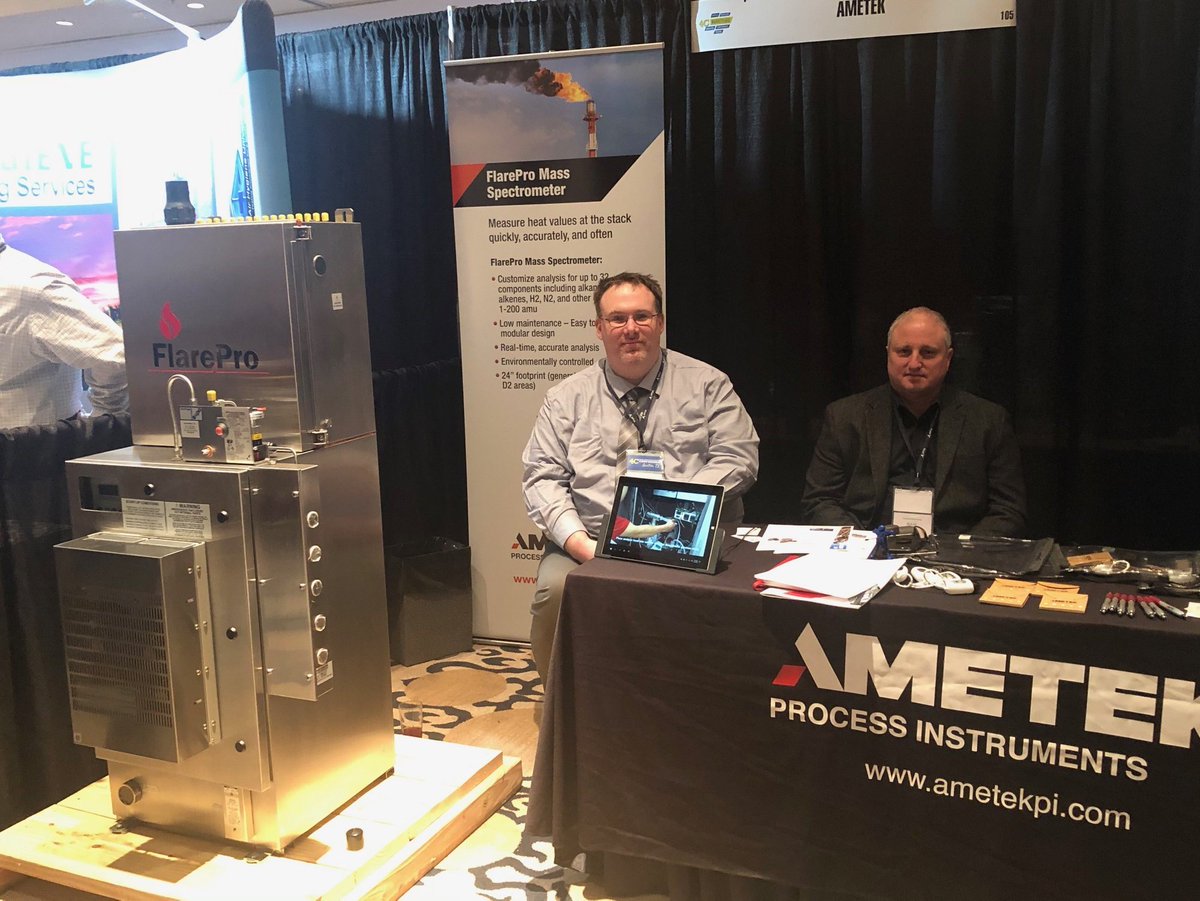 AMETEKPI's tweet photo. Scenes from the 4C Conference in Austin, Texas. Stop by our booth (105) and talk to our experts about how to manage your flare emissions, and be sure to view the video on how easy it is to maintain the FlarePro mass spectrometer! #ametek #4C2020 #masspectrometer #analyzer #flare https://t.co/QTY4S9nDUg