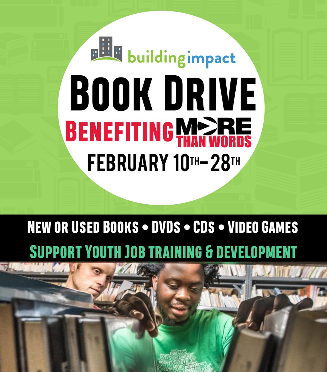 Scrounge your bookshelves, there is ONE WEEK left to donate to our Book Drive to support @mtwyouth, a local organization that provides system-involved youth with self-development and employment opportunities. #GiveBack #MoreThanWords #BuildImpact #donations