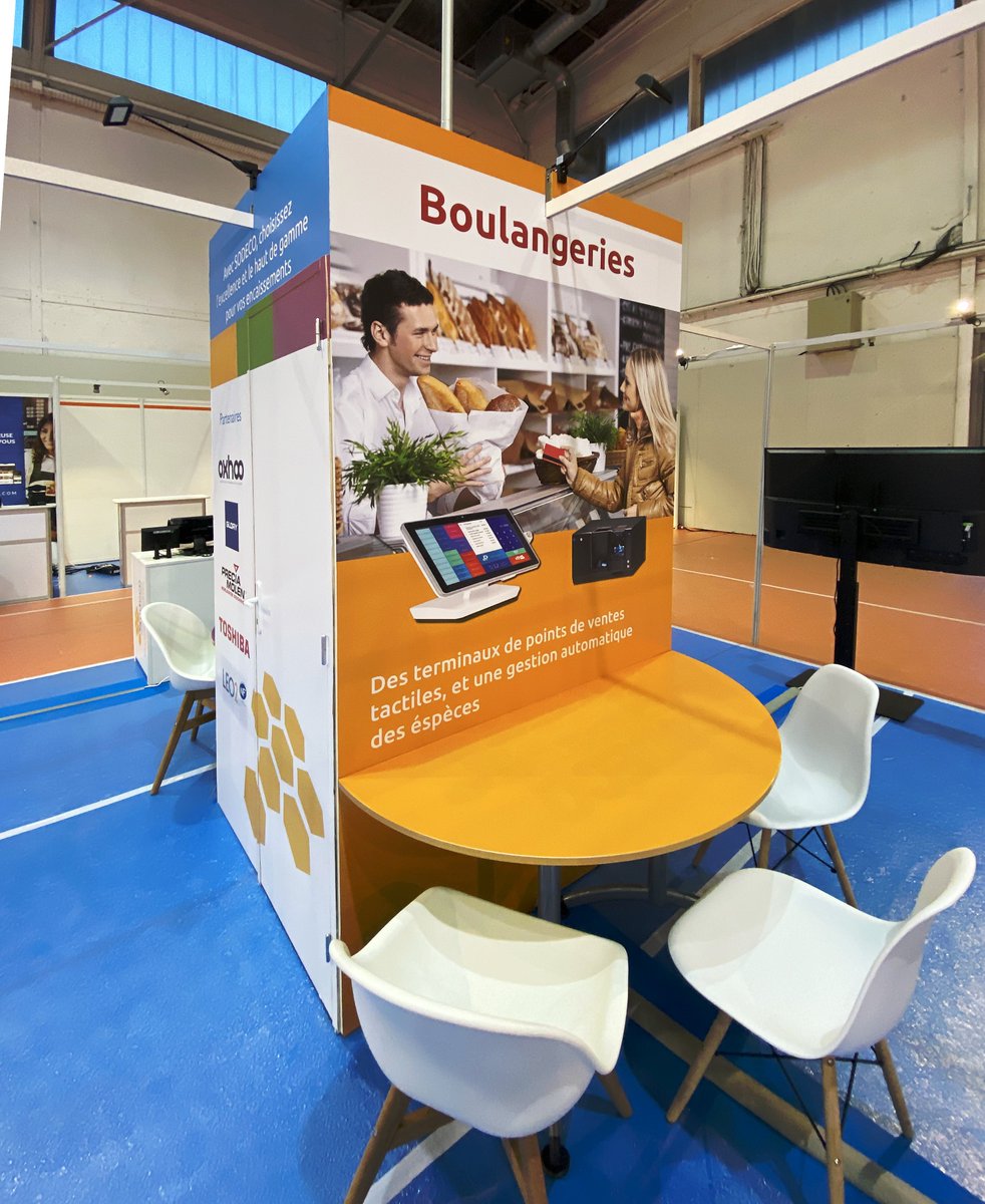 albatrosmulti's tweet photo. Au salon Food in sud à Marseille, SODEXO spécialiste en solutions d'encaissement nous à confié  la réalisation de son stand. Un îlot de 36 m² avec une réserve centrale menuisée de 4 m², présentoirs colonnes et ballon géant sur mat. Le visuel est organisé autour de 3 univers. https://t.co/tVPdFfBdhS