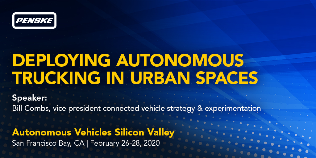 PenskeNews's tweet photo. #Penske will present on #AutonomousFleets next week at #AVS20. Attending? Don't miss these sessions: https://t.co/wsVqfvds0x