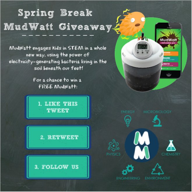 MagicalMicrobes's tweet photo. Keep the mind STEMulated over spring break with #MagicalMicrobes๐ฆ ! We are giving away a FREE #MudWatt to one lucky person! Just like, retweet, and follow us for a chance to win! Winner announced on March 6! #STEMbreak #STEMkits #STEMfun https://t.co/HWolC0e4Vm