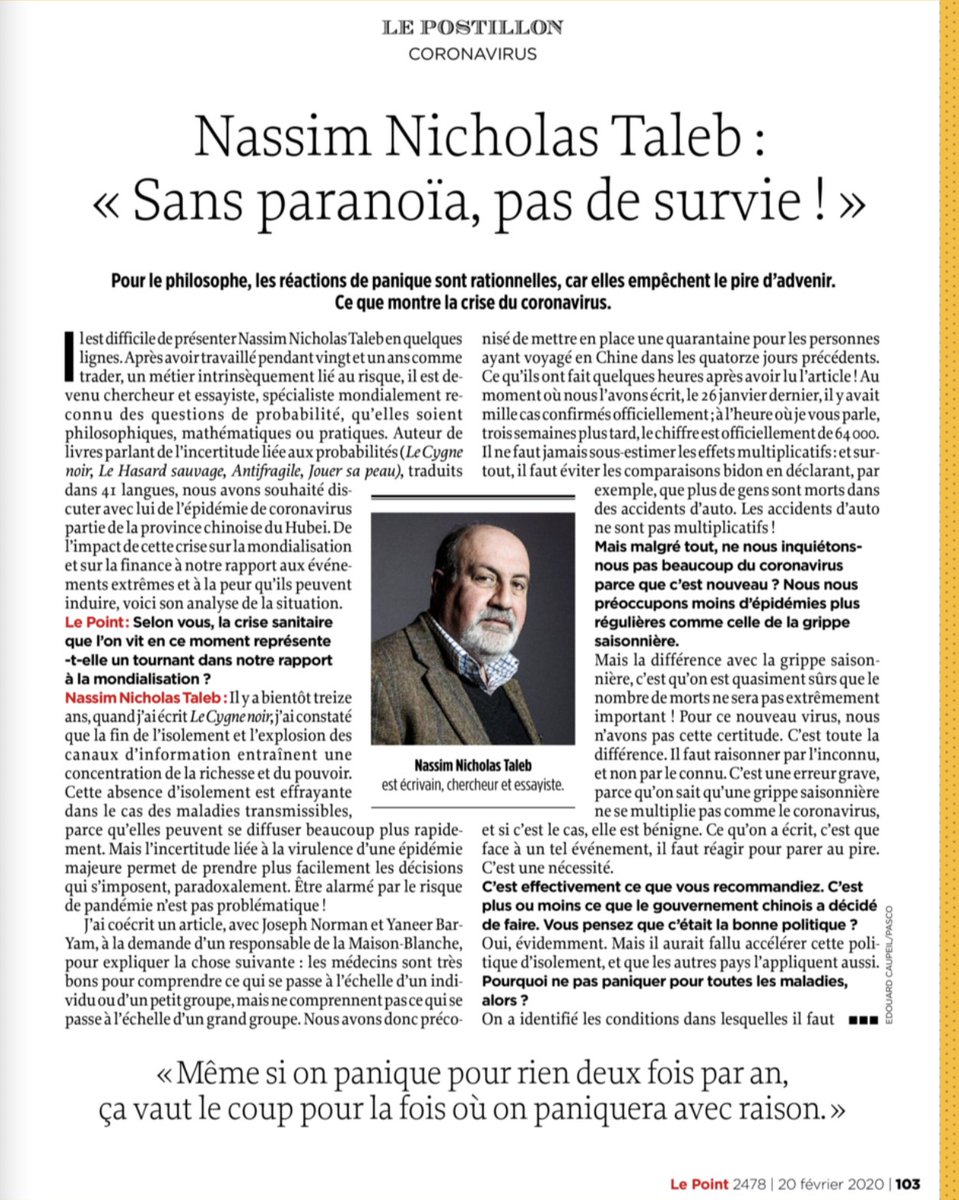 nntaleb's tweet photo. @LePoint Voila. Sans abonnement. https://t.co/PJJlnm1Qjo