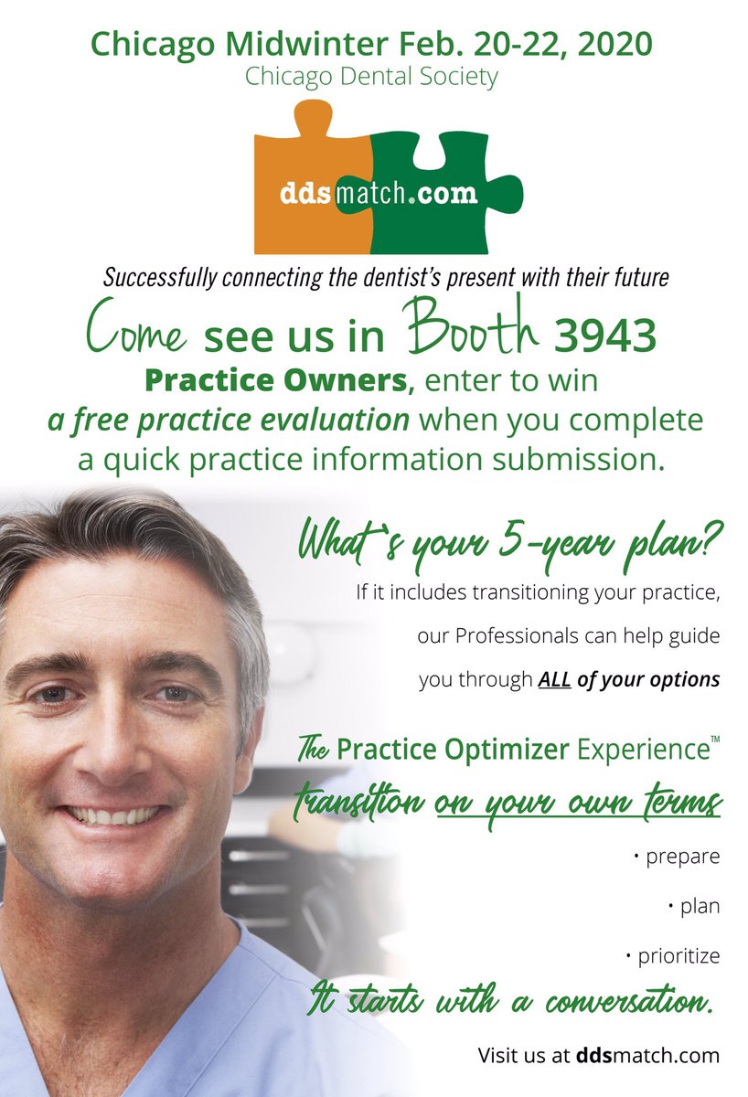 ddsmatch's tweet photo. Visit ddsmatch at Midwinter-Booth 3943, and discover how you can transition your dental practice on your own terms. #ddsmatch https://t.co/ivbcdJqC79