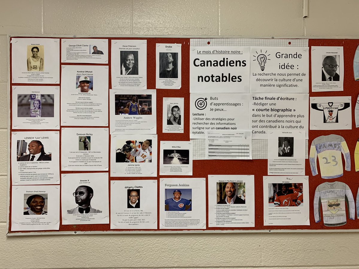 Intermediates learning about notable Black Canadians to build on research skills, develop biographical writing skills and learn about important cultural icons as part of Black History Month.