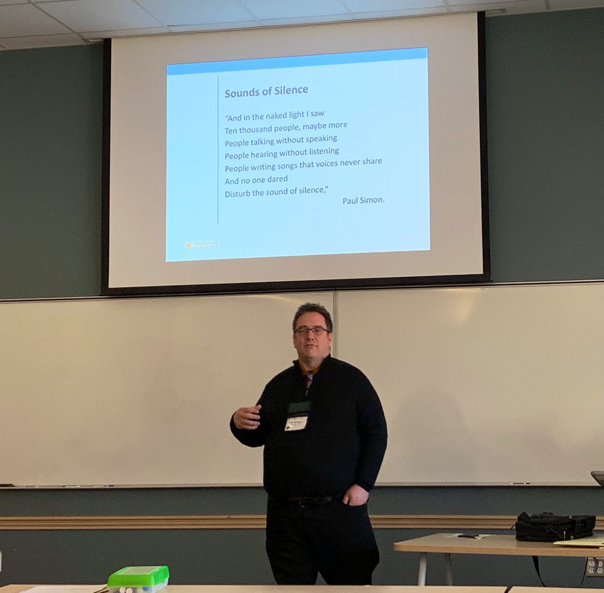 MrSabourin's tweet photo. @bwuetherick closing out the morning @EDC2020HFX with Overcoming the Sounds of Silence: Exploring the Impact of the Scholarship of Educational Development - even started with the great @Disturbed cover! https://t.co/lkRbYm5J3H