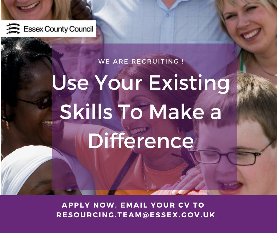 ECC_Alice's tweet photo. #EssexCountyCouncil are #recruiting for a new innovative direct payments team. If you have great customer service skills, experience in managing finances and a passion to make a difference then this could be the role for you.

Job advert: https://t.co/1HboRs2PcQ https://t.co/mQ50rSb1Tc
