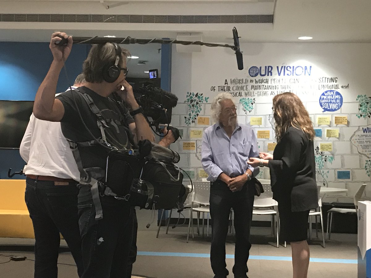 Baycrest's tweet photo. Thrilled to have had David Suzuki and the @cbcdocs team at Baycrest to chat with Dr. Howard Chertkow, @asek47 and some of the @rotmanresearch team, and Dr. Marilyn Reed about what it means to age well. Catch them in the upcoming #NatureOfThings episode Friday, Feb 28! #CBCTNoT https://t.co/3iSyU1ghiO