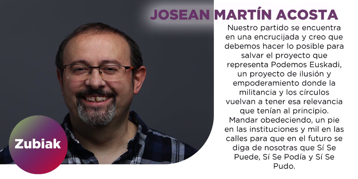 7Josean7's tweet photo. 🙋🏻‍♂️Debemos hacer lo posible para salvar al proyecto que representa Podemos Euskadi. Por eso vota a @MiGorrotxategi como candidata a Lehendakari y a la lista #Zubiak en la que yo me presento. ¡Sí Se Puede! 🗳👉🏻 https://t.co/NfLeEs0Vxh https://t.co/gdrdCo0Y9f