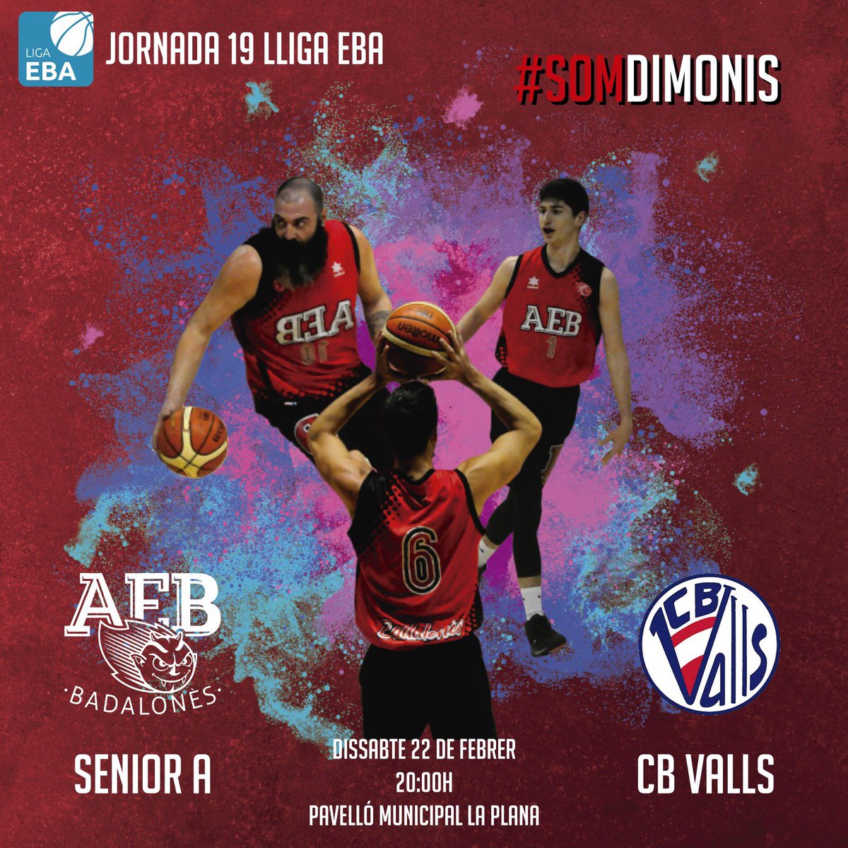 PRÈVIA EBA | Tornem a la Plana! Partit importantíssim pels #dimonis #lligaeba 🙌
🚨19ªJORNADA 🚨
🏆🏀 #LigaEBA 
Grup C-B
📅 22/02/2020
⏰ 20:00
🏠 Pavelló La Plana
🆚 <a href="/CBValls/">Club Bàsquet Valls</a> 
📸 <a href="/marcmontero_10/">Marc Montero Estopiña</a> 
#somdimonis🏀 #esperitdimoni👹