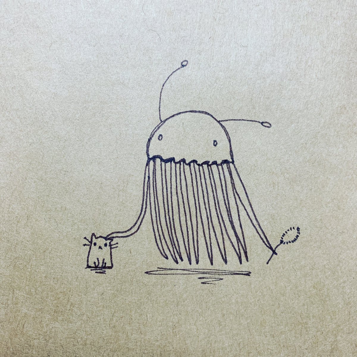 ট ইট র 福螺子 ふくねじ らくがきイラスト描 かわいく なっちゃった 遊ぶ ネコ 宇宙人 無表情 まどろ絵 福螺子 らくがき 絵 イラスト 1日1画 1日1描 線画 手描き アナログ 作品 ペン画 クラフト紙 ゆるい Staedtlerpigmentli T