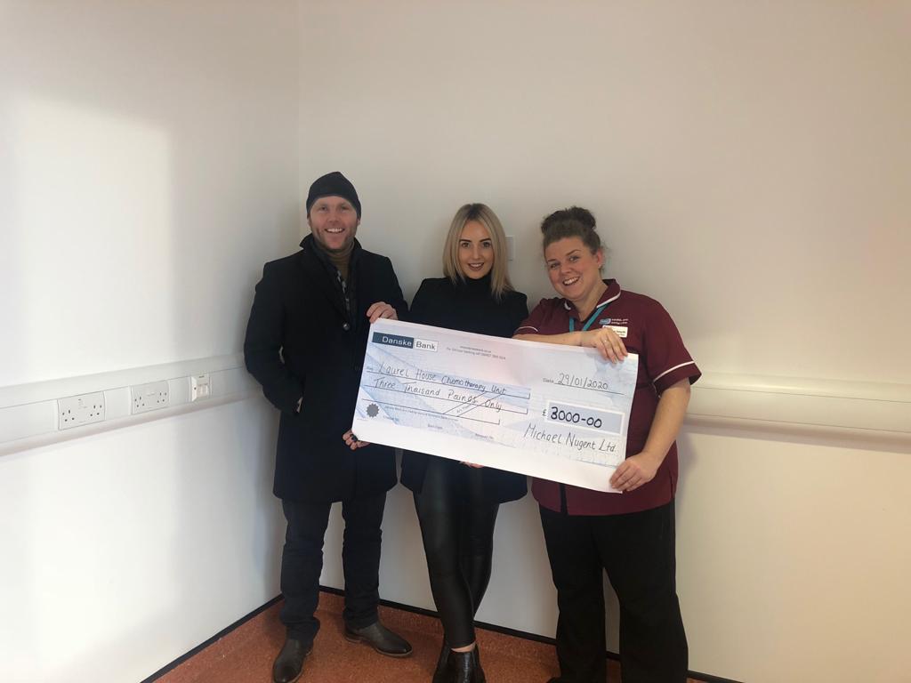 MICHAELNUGENTLT's tweet photo. Michael Nugent Ltd had the pleasure of handing over a £3,000 cheque to Laurel House, Chemotherapy &amp; Haematology Fund.

This donation was in lieu of our usual festive gift giving &amp; we hope it helps the charity and staff of Laurel House continue their amazing work! ❤️💙 https://t.co/AqYLvsvDnw