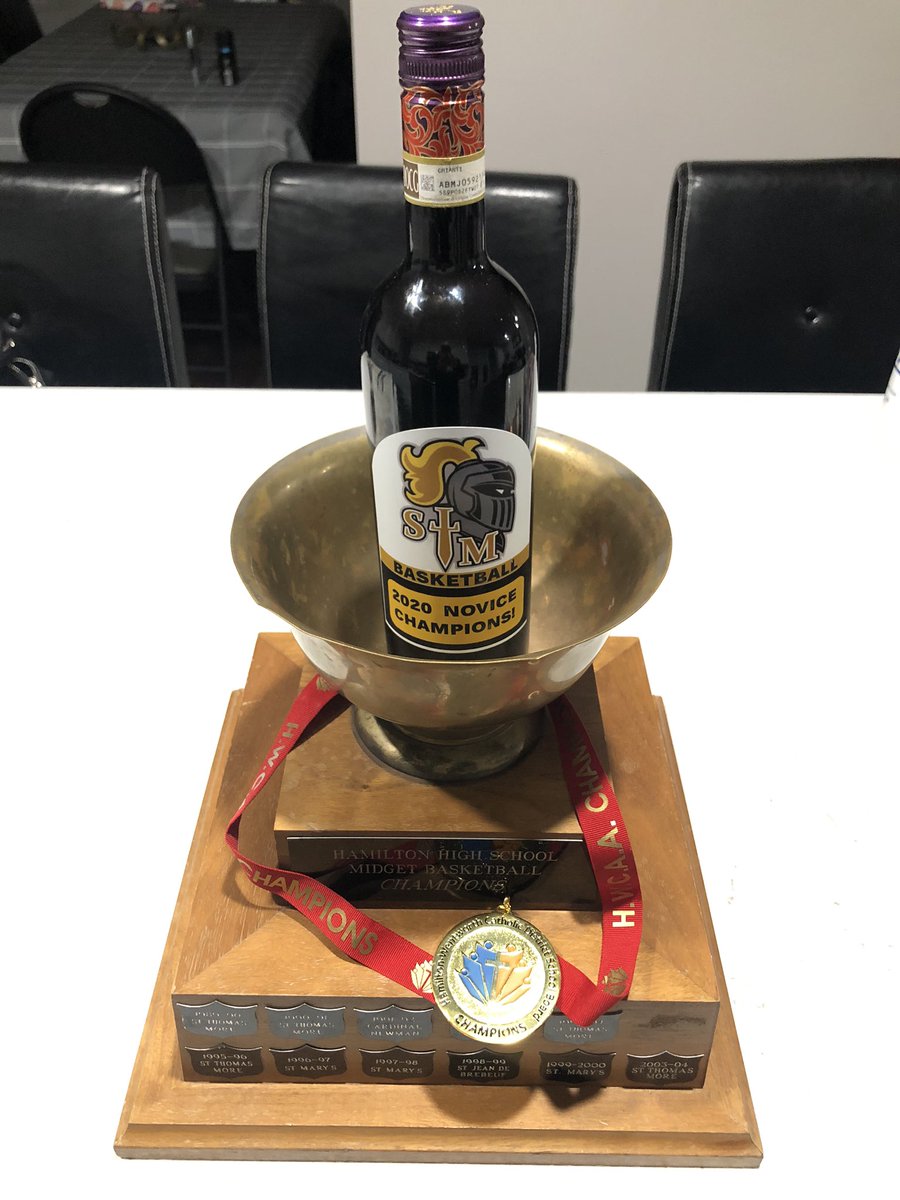 stm_academy's tweet photo. What a night 🎉for STM Basketball!  Double Championship🏆🏆.  Congrats all STM players &amp; coaches on the Novice and Jr Boys ⛹️‍♂️teams.  Great season boys!  Shout out to our super fan @michelle._ball for the unbelievable championship cupcakes and wine bottles🍷! #2020champs @stmcss https://t.co/7ma6KptvRL