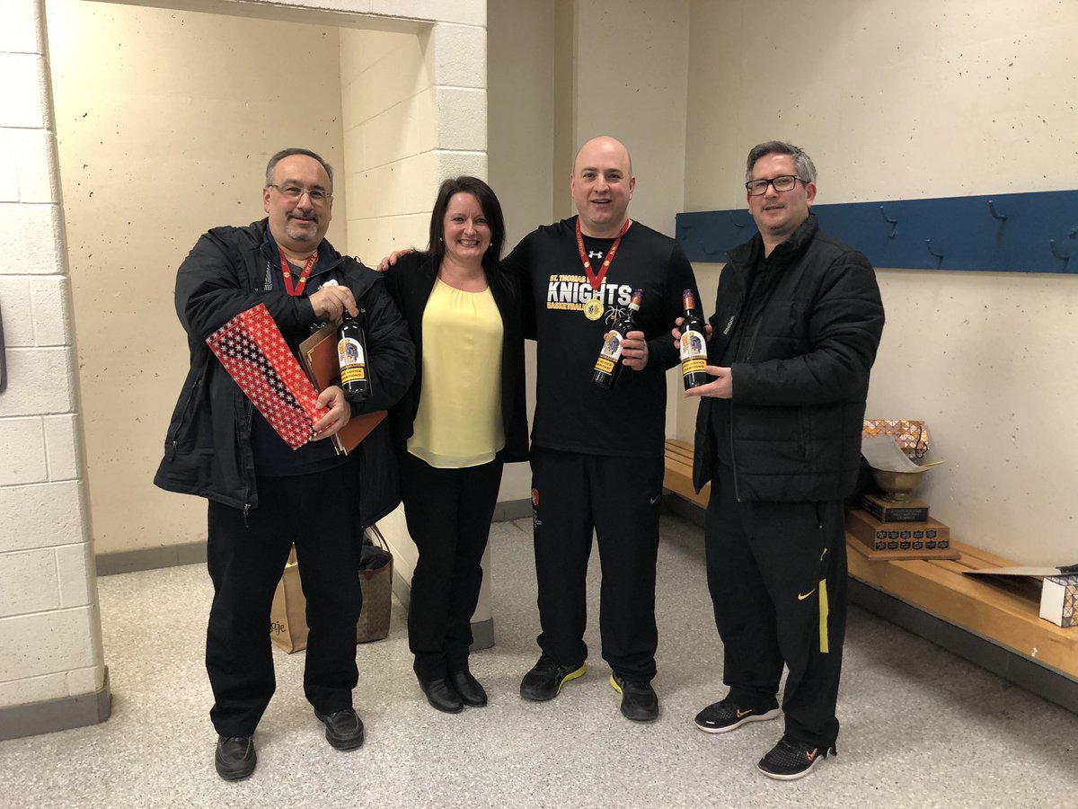 stm_academy's tweet photo. What a night 🎉for STM Basketball!  Double Championship🏆🏆.  Congrats all STM players &amp; coaches on the Novice and Jr Boys ⛹️‍♂️teams.  Great season boys!  Shout out to our super fan @michelle._ball for the unbelievable championship cupcakes and wine bottles🍷! #2020champs @stmcss https://t.co/7ma6KptvRL