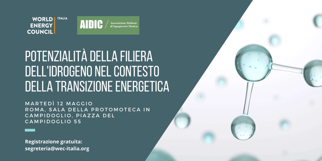 WEC Italia (@wec_italia) on Twitter photo #Energia #Transizione #Energy #Sostenibilità
Martedì 12 Maggio a #Roma, #Conferenza internazionale organizzata da <a href="/WEC_Italia/">WEC Italia</a> e #AIDIC sulle potenzialità dell'#idrogeno nella #TransizioneEnergetica
Registrati gratuitamente: ⬇
bit.ly/IdrogenoTransi… #Energia #Transizione #Energy #Sostenibilità
Martedì 12 Maggio a #Roma, #Conferenza internazionale organizzata da <a href="/WEC_Italia/">WEC Italia</a> e #AIDIC sulle potenzialità dell'#idrogeno nella #TransizioneEnergetica
Registrati gratuitamente: ⬇
bit.ly/IdrogenoTransi…