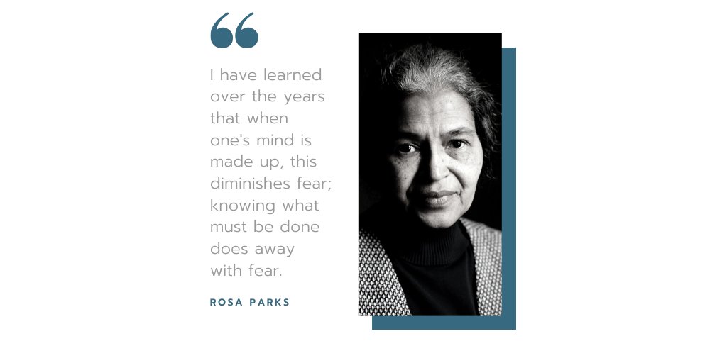 LifeOCharacter's tweet photo. Called "the mother of the civil rights movement," Rosa Parks fortified nationwide efforts to end racial segregation of public facilities when she refused to give up her bus seat to a white man in Montgomery, AL in 1955. https://t.co/PV3PYlCx8J