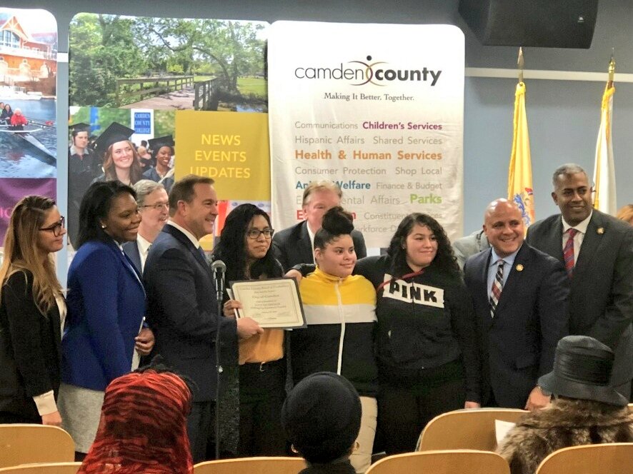 CityofCamdenGov's tweet photo. Mayor Frank Moran &amp; City Council Members join the Camden County Freeholder Board as they recognized  LUCY Outreach, St. Joseph's Carpenter Society, Miguel Arriaga (Miguel’s Pharmacy), &amp; Haidar Muhammad for their community service. https://t.co/JkqGFwfHIb