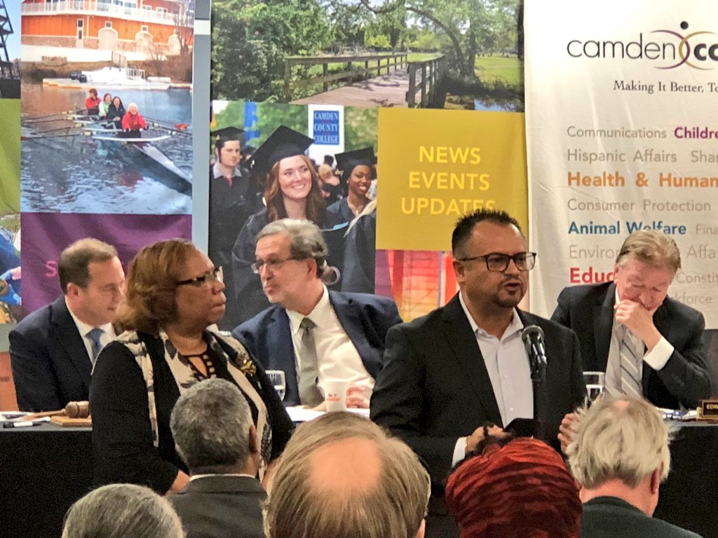 CityofCamdenGov's tweet photo. Mayor Frank Moran &amp; City Council Members join the Camden County Freeholder Board as they recognized  LUCY Outreach, St. Joseph's Carpenter Society, Miguel Arriaga (Miguel’s Pharmacy), &amp; Haidar Muhammad for their community service. https://t.co/JkqGFwfHIb