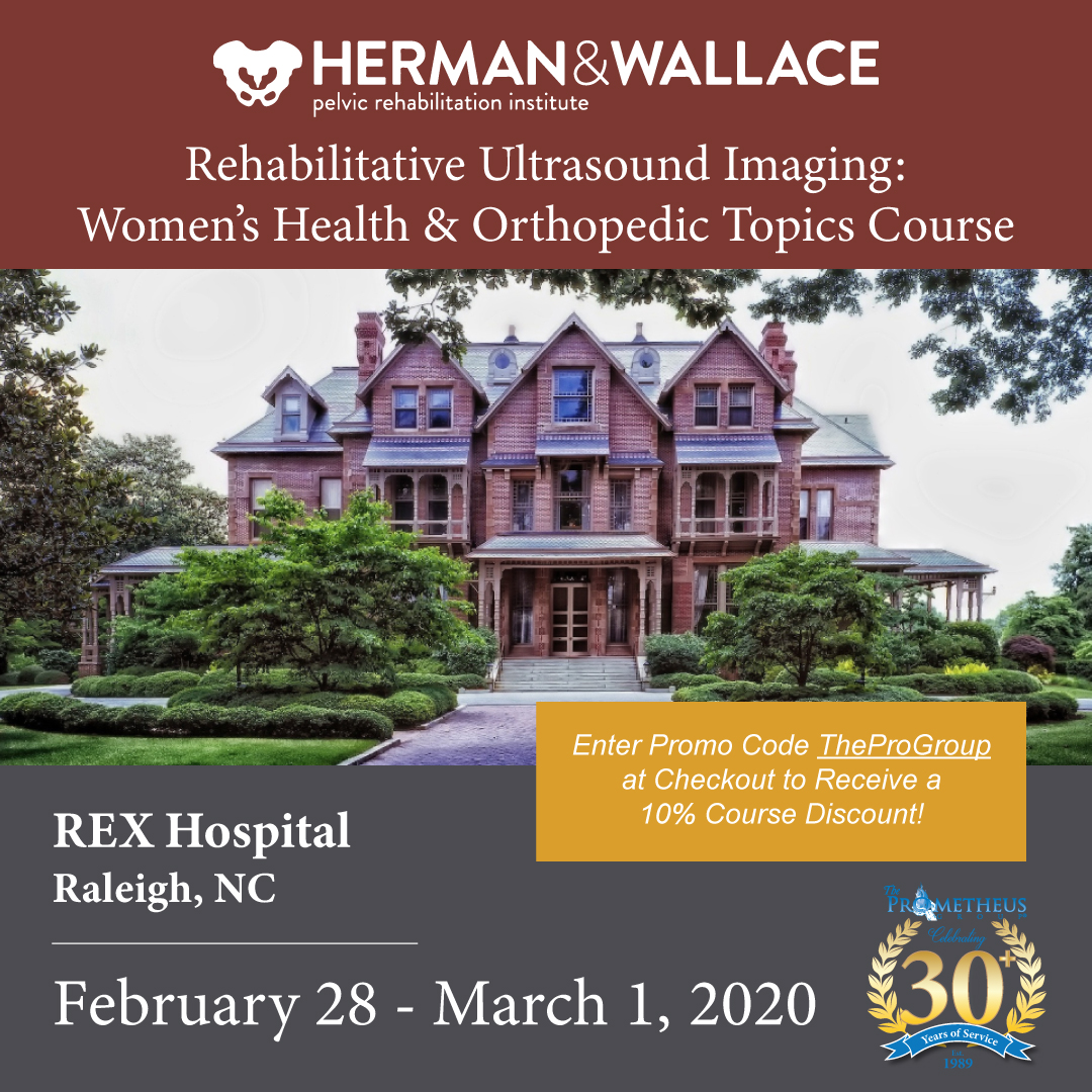 The Herman &amp; Wallace Rehabilitative Ultrasound Imaging Course is just one week away! Click here to learn more or to register! conta.cc/36HdsiN
#PhysicalTherapist, #Orthopedic, #PelvicHealth, #Pelvic, #Ultrasound, #Rehabilitation, #PMR, #PelvicMuscleRehabilitation, #RUSI