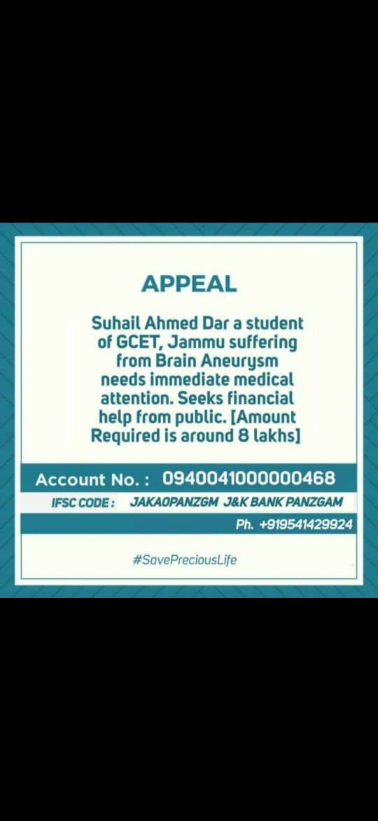 SheikhJaahangir's tweet photo. #SOS Received and Posted !
@Umer_Rashidd @Umaisar_Gull @Kashmir_Mirror @SaahilSuhail https://t.co/qKabHkxOTb