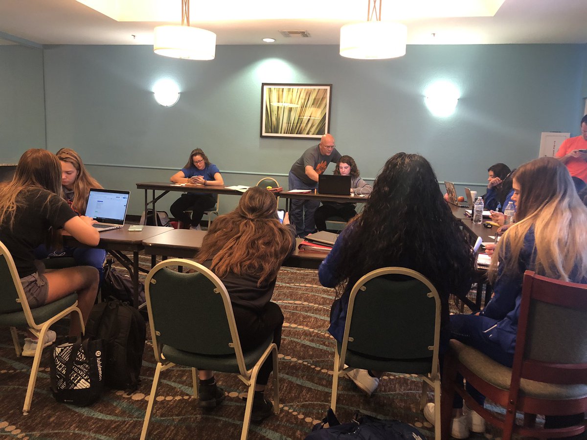 Lady Cats hard at work in study hall after going 2-1 yesterday. Getting our homework cranked out before grabbing another win this afternoon, because success in life is more important than on the field. 
#STUDENTathletes