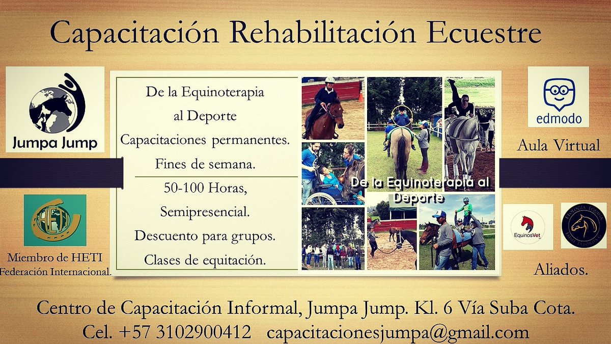 JumpaJumpCol's tweet image. Capacitaciones Jumpa Jump, De la Equinoterapia al Deporte Adaptado. Informes Cel 3102900412 Bogotá Colombia.