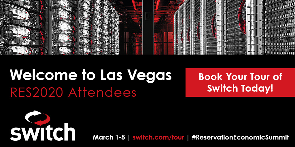 Switch's tweet photo. #ReservationEconomicSummit Attendees: Visit the world's largest #technology ecosystem during your stay in #LasVegas and see why @Switch is trusted by the world’s leading enterprises and Fortune 100 companies! Book your tour: https://t.co/Cxn7HBdC9k #RES2020 #AI #IoT @ncaied https://t.co/z6cYgqul3Y