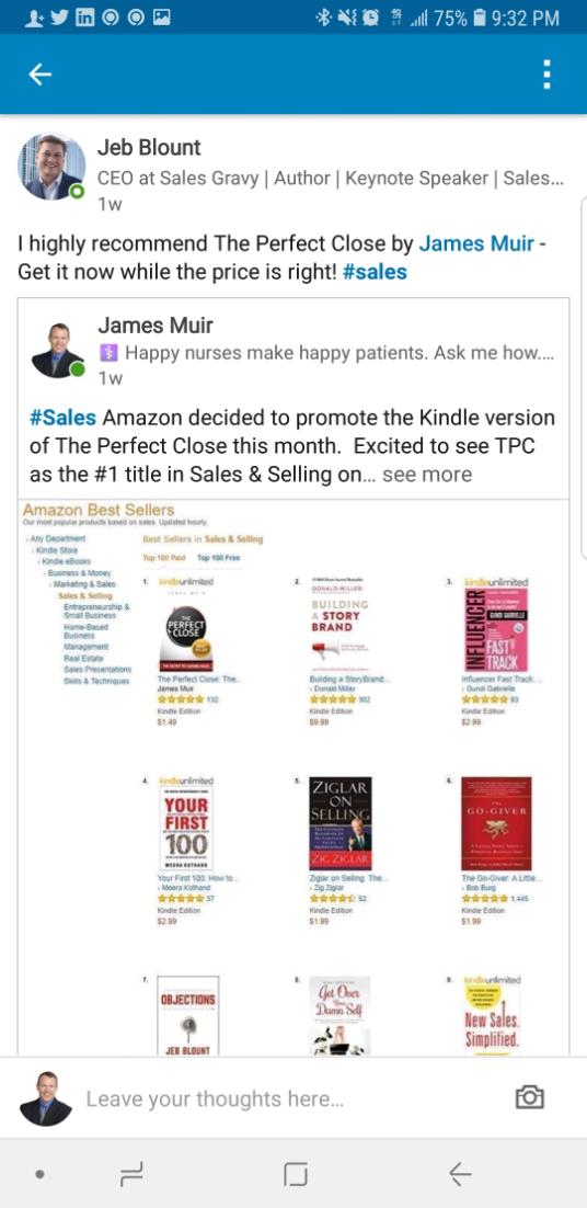 B2B_SalesTips's tweet photo. Thank you for your enthusiasm and support for The Perfect Close Jeb Blount @SalesGravy ! #Honored
https://t.co/H6KzkW5JER
#Authentic #Sales #Closing
#2Questions #ZeroPressure #95PercentEffective https://t.co/yfZABpCbdZ