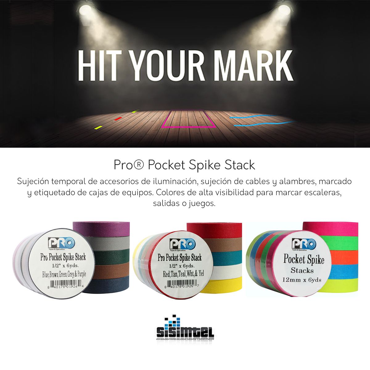 Sisimtel's tweet photo. ProPocket Spike: la solución para sujeciones temporal de accesorios, cables y alambres, marcado y etiquetado de cajas y más. Colores de alta visibilidad para marcar escaleras, salidas o juegos.. Más Info: https://t.co/sa1UGRojad
#CintaGaffer #ProPocket #ProGaff #ProTapes https://t.co/BrFTdH6eha