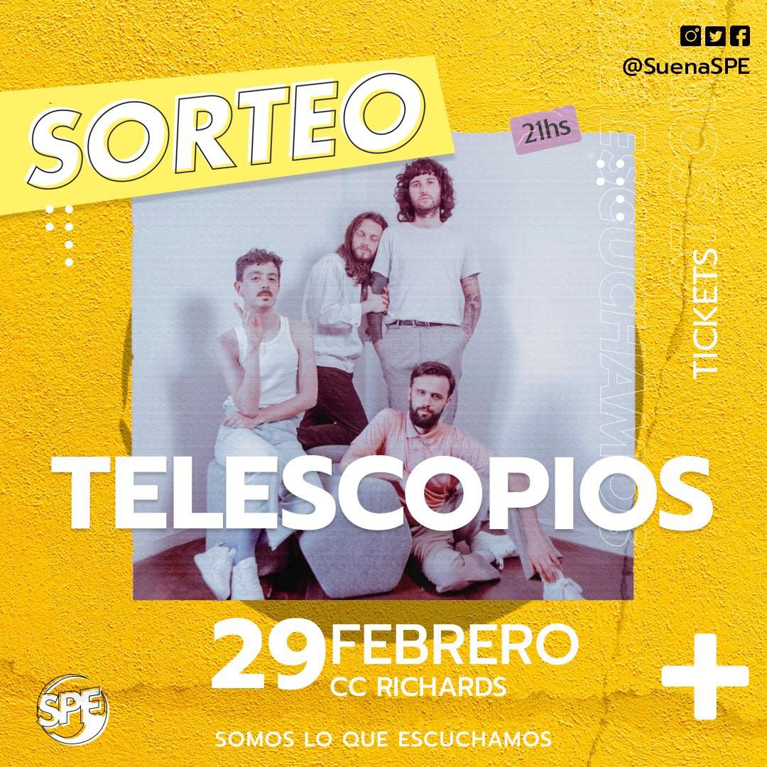 mapsoundapp's tweet photo. ✨ ¡ÚLTIMAS HORAS! Tenés tiempo hasta esta tarde para participar por un par de entradas para ver a @lostelescopios en el #CCRichards el próximo 29/2
⚡ Entrá acá >> https://t.co/5ri6HsLMuO https://t.co/8eeWJuUpiw