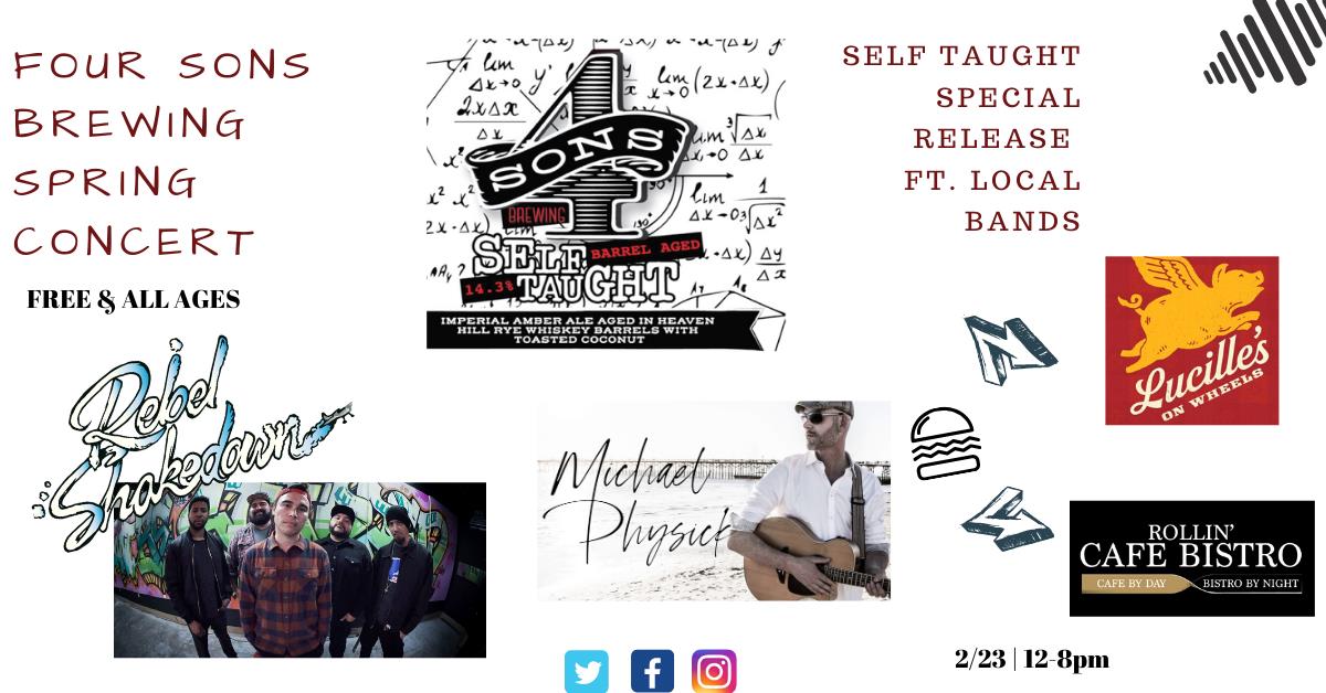 Four Sons Brewing Spring Concert is happening this Sunday from 12 PM - 8 PM with great music, delicious food trucks, beer, and more! This event is open to all ages. Learn more here: bit.ly/39QKuig