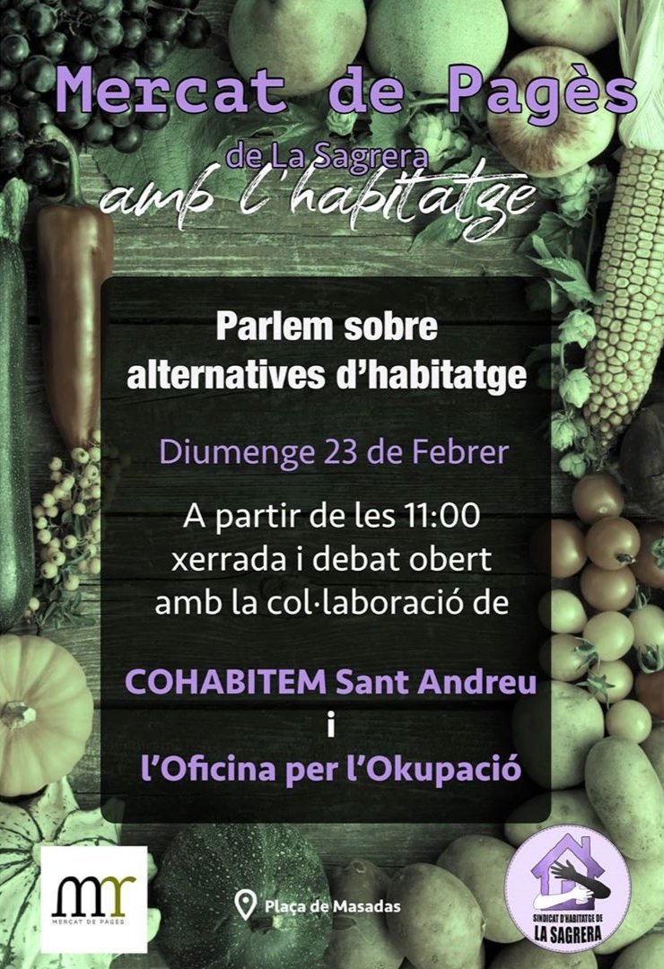 Convocatories's tweet photo. ▶️ a Barcelona
A LA SAGRERA PARLAREM SOBRE ALTERNATIVES D'HABITATGE
📆 diumenge 23 de febrer
⏰ a partir de les 11:00
📍 Plaça de Masadas
#BCN #23FEB20 https://t.co/rlSUXS0QUd