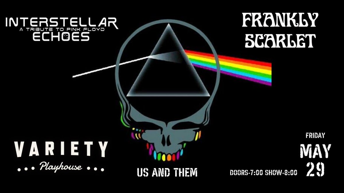 ON SALE TODAY! 🌈
5/29 Interstellar Echoes - A Tribute to Pink Floyd - bit.ly/StellarVP20
@atlfloydtribute #franklyscarlet #pinkfloyd #gratefuldead @VarPlayhouse #varietyplayhouse #little5points @cl_atlevents @ATLscene @Atlanta_area404 @ATL311