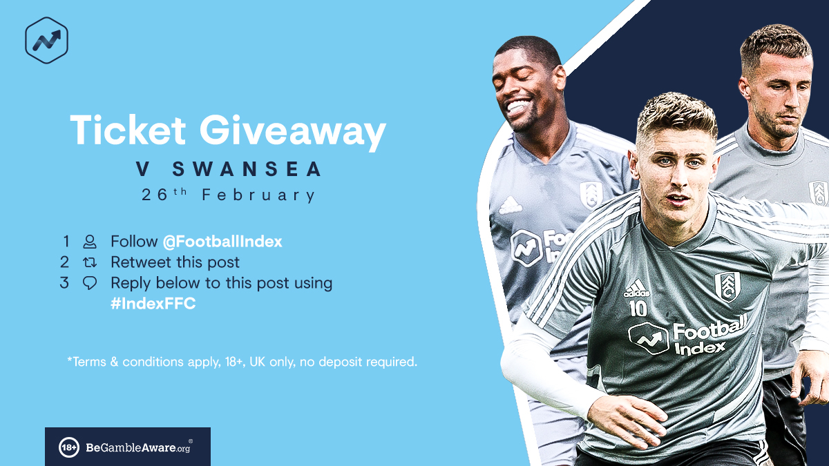 FootballIndex's tweet photo. Calling all @FulhamFC fans ⚪️

Fancy winning a pair of #FULSWA tickets for next Wednesday? 🎟

To enter: Simply Follow, RT and reply to this tweet using #IndexFFC

You have until Monday at 9 am to enter 🚨

Good luck 🚀 https://t.co/SxBdjDh8ao