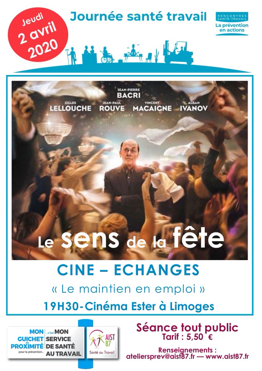 STL_limousin's tweet photo. #JNST2020 #lapreventionenactions #aist87 #Limoges #maintienenemploi La prévention fait son cinéma ! Comment accompagner les TPE-PME à veiller au maintien en emploi de leurs salariés ? Et si on en parlait le 2 avril prochain ? Témoignages, conseils, discussions, tout un programme! https://t.co/zARIjDpLV3