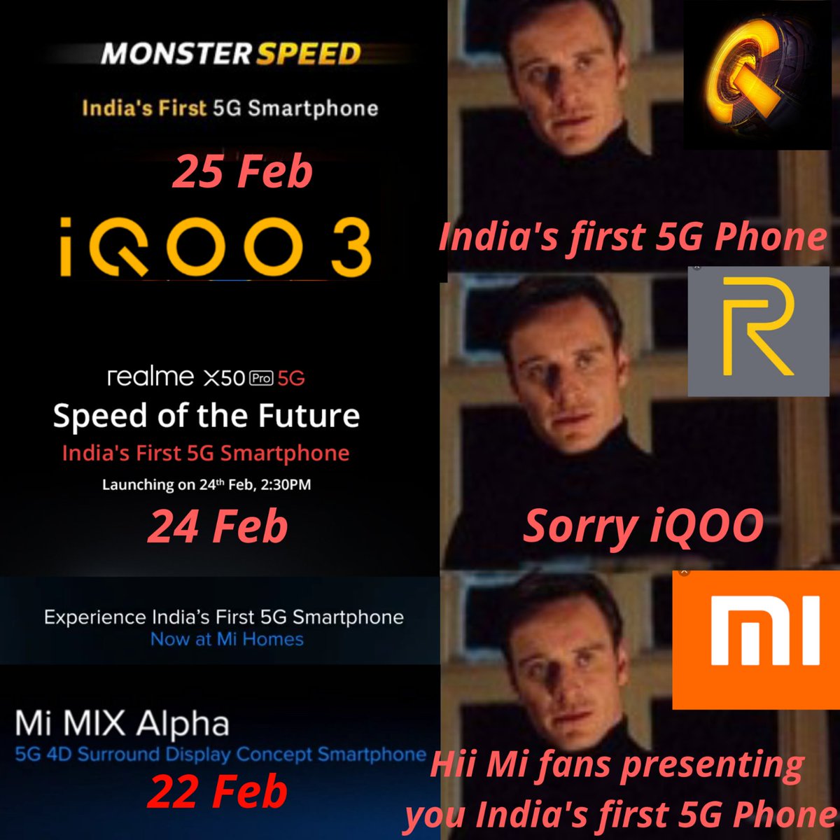 yabhishekhd's tweet photo. Race for India's First 5G Smartphone 😁😁
@XiaomiIndia @realmemobiles @IqooInd @manukumarjain @MadhavSheth1 @gagan_arora1 #mixalpha #iQOO3 #iQOO3 #realmeX50Pro #realmeX50Pro5G https://t.co/6imqC7C8zP
