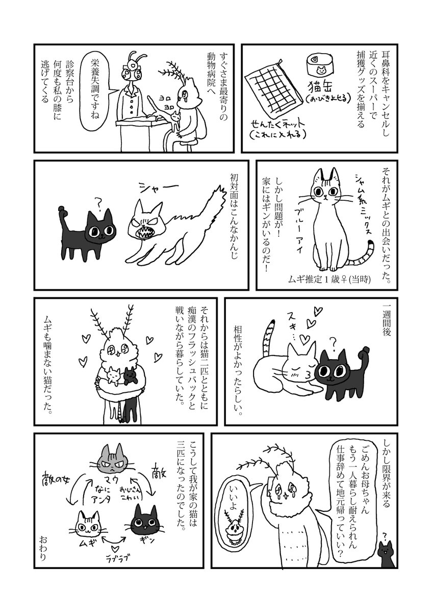 #猫の日 ということで昔コピー本に掲載した猫エッセイ漫画です。 