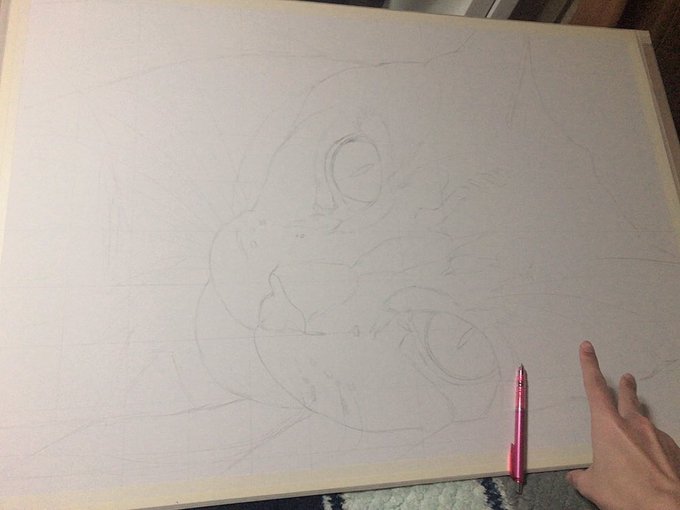 下描き完了(^ω^;);););) 