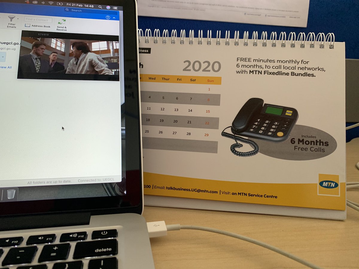 Lcmuha's tweet photo. Trying to count the days left to Easter and my desk calendar drops an amazing offer from @mtnug. The #MTNFixedLine phone gives you free minutes monthly for 6 months across all local networks #KigaleFixedLine https://t.co/ln5GSOHpuM