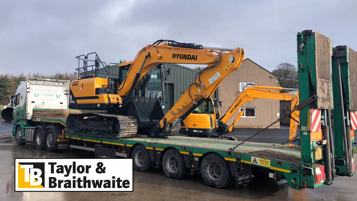 TandBCumbria's tweet photo. This new @HyundaiCEE HX140LC is loaded and ready for delivery to @pmgroundworks in Lancashire. Over recent years PMG have taken delivery of five Hyundai machines. They are very happy with the quality of build from Hyundai and after sales service from Taylor &amp; Braithwaite. https://t.co/KR3tKGRioE