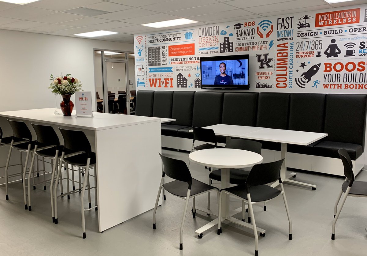 bethanyel's tweet photo. It’s here! After months of construction and tight work spaces, the @boingo Columbia, SC office is done! Thank you #weatherscontracting and #connectingelements (special shout out to James and Shannon). https://t.co/VD7ZONdrJi