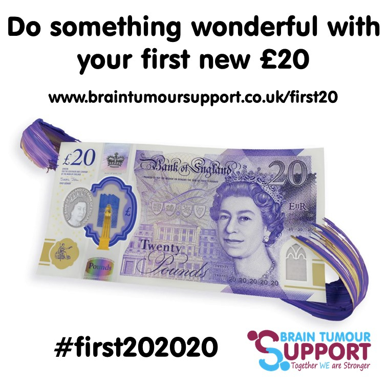 BrainTumourSupp's tweet image. Have you had a new £20 yet? When you get your first one, please consider doing something wonderful with it and donate it to Brain Tumour Support! braintumoursupport.co.uk/first20
#first20 #first202020 #new20 #plastic20 #charity #tenderaising #feelfoodfriday #braintumour #braincancer
