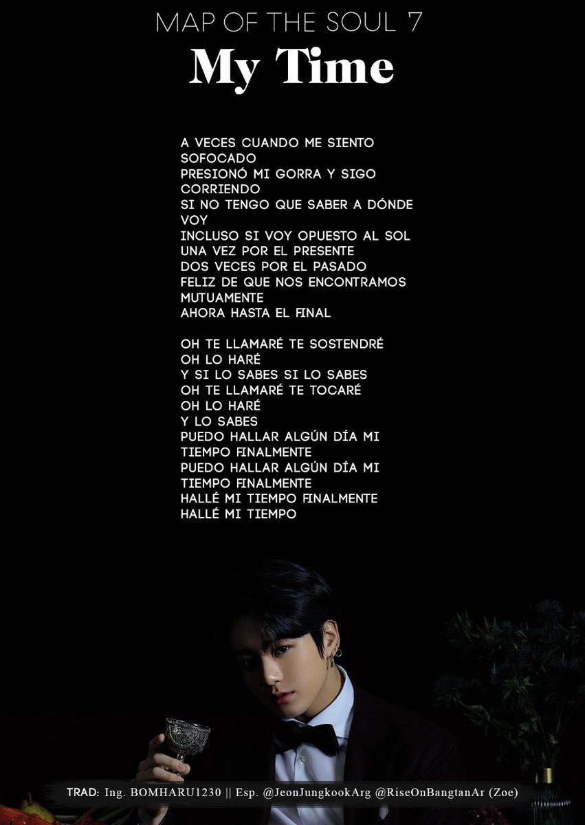 RiseOnBangtanAr's tweet photo. >21.02.20< [LETRA] #BTS #JUNGKOOK '#MyTime' en español.

@BTS_twt @BTS_bighit
#BTSComeback2020
#ThisIs7 #ONchallenge #MAP_OF_THE_SOUL_7

Rise On Bangtan Argentina + @jeonjungkookarg

Hilo ⬇️ https://t.co/I6pmgY6qOZ