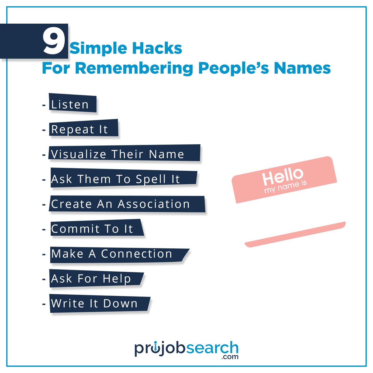 Pro_Job_Search's tweet image. Luckily, there are a few simple hacks for remembering people’s names that you can try and apply:
#Tips #Names #GroomingTips #ProTips #Idea #InterviewTips #Interview #CareerAdvice #Resume #Career #job #Jobs #JobSeeker #FindJobs #Hiring #jobsearch #ProJobSearch
